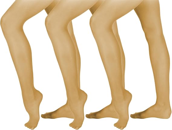 Sansha Pack of 3 Tights for Women, Spandex - Nylon and Cotton Blend, Breathable Fabric - 60 denier tights for Dancers