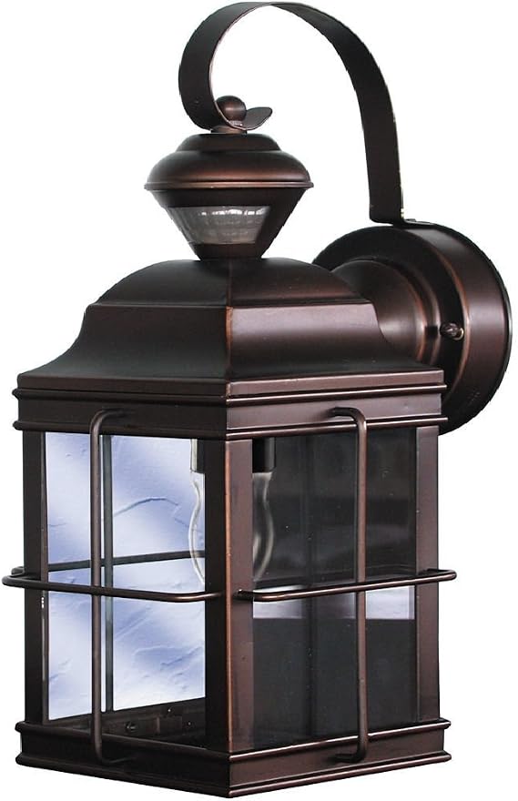 Globe Electric HZ-4144-AZ Dual Brite Dimmable Motion Activated Decorative Light, 120 Vac, 100 W, 60 Hz, 30 Ft, 150 Deg, Antique Bronze, Bulb Not Included