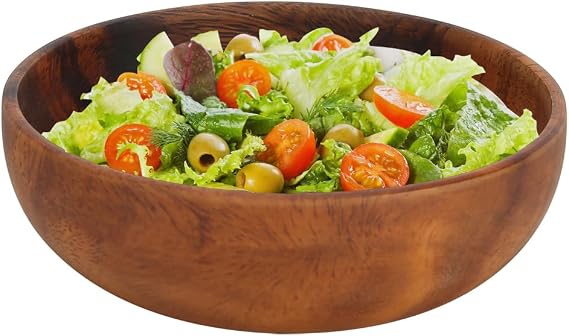 Salad Bowl, Wooden Crafts Plates Food Container Serving Bowl Wooden Salad Bowl for Coffee Shop, Fruit, Salad, Snack, Soup, Dessert Dining Table Decor Wedding Birthday Housewarming Parties(12*3.5CM)