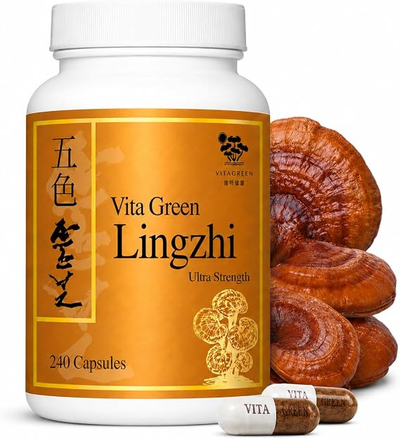 Vita Green Lingzhi Mushroom - Reishi for Immune Support (240 Capsules)