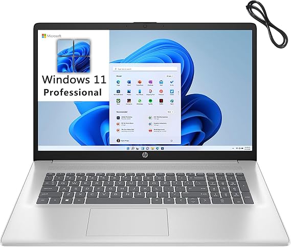 HP 17 17.3" FHD Laptop Computer, 13th Gen Intel 10-Core i5-1335U (Beat i7-1270P), 32GB DDR4 RAM, 1TB PCIe SSD, WiFi 6, Bluetooth 5.3, Windows 11 Pro, BROAG Cable