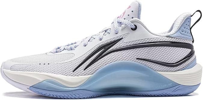 LI-NING Shining Men Basketball Shoes Lining Anti-Slip Professional Shock Absorption Sneakers Sports Shoes Grey Blue US 8