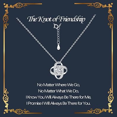 Friendship Necklace,Best Friend Necklace for Women,Romantic Love Knot Best Friends Gifts for Anniversary,Valentine's Day,Christmas,Birthday for Bestie,BFF,Her