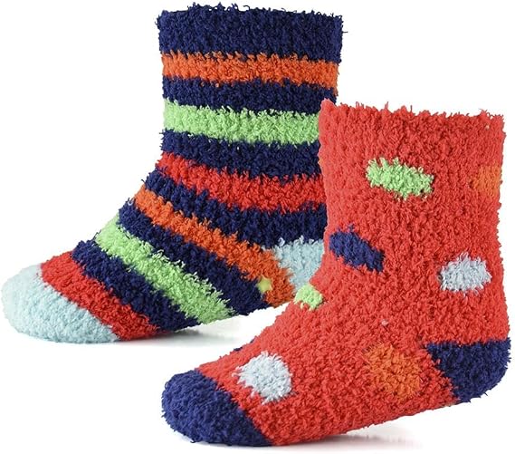 A2Z 4 Kids Infant 2 Pack Baby Girls Boys Slipper Fluffy Socks With Gripper Cotton Comfortable for Daily Wear Newborn Socks 0-24 Month