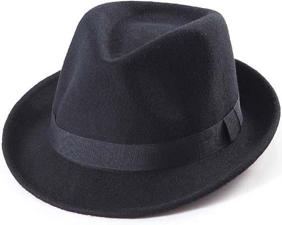 LADYBRO Straw Trilby Fedora Hat for Men Women 1920s Wool Felt Panama 7 1/4