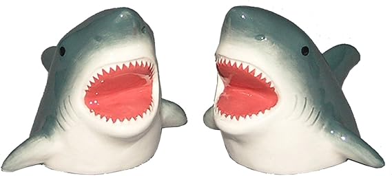 Chesapeake Bay Shark Bite Salt and Pepper Shakers Ceramic