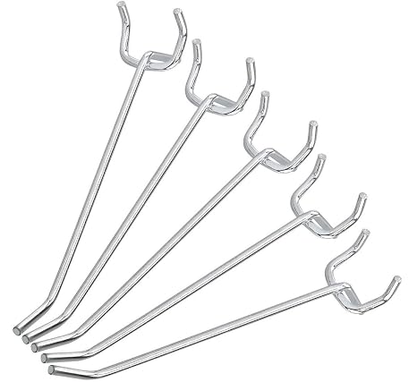 DOVETAIL 100 Piece 6" (15.24 cm) Peg Board Hooks | Galvanized Steel | Rounded Ends for Safety | 3-Prong Hold for Stability | Versatile for Offices, Retail Spaces, Home Decorators
