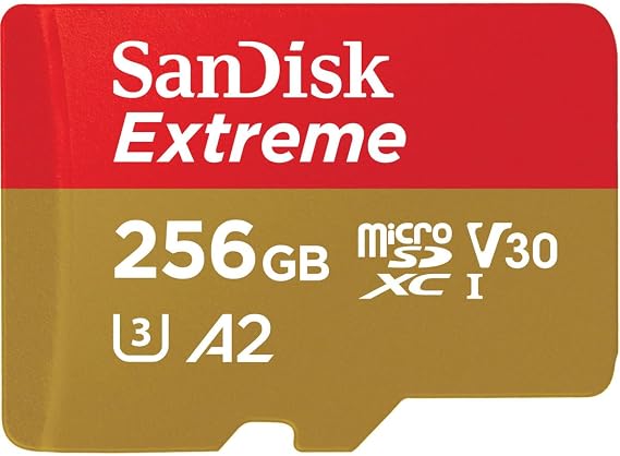 SanDisk 256GB Extreme microSDXC Card for Mobile Gaming, up to 190MB/s, with A2 App Performance, UHS-I, Class 10, U3, V30