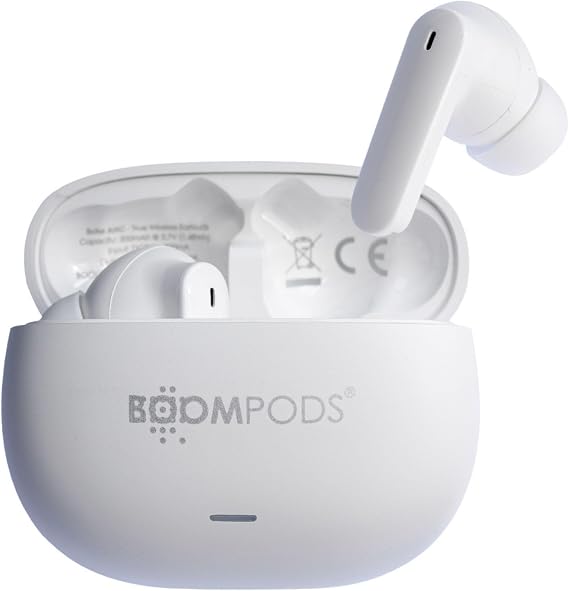 Boompods Echobuds ANC, Aktif Gürültü Önleyici Kulaklıklar, Gerçek Kablosuz Bluetooth Kulaklıklar, ENC Mikrofonlu TWS Kulak İçi Tomurcuklar, Şarj Kılıfı, IPX4 Sweatproof Kulaklık, 26+ Saat Çalma