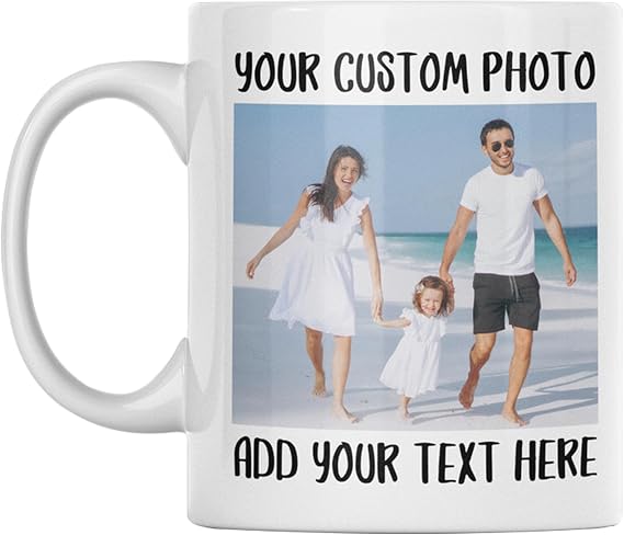 Personalized Coffee Mug - Custom Photo Mug with Picture or Text | Ceramic Customizable Cup, Christmas Birthday Mothers Day Gift | Taza Personalizada for Men Women Mom Dad - White | 11 oz