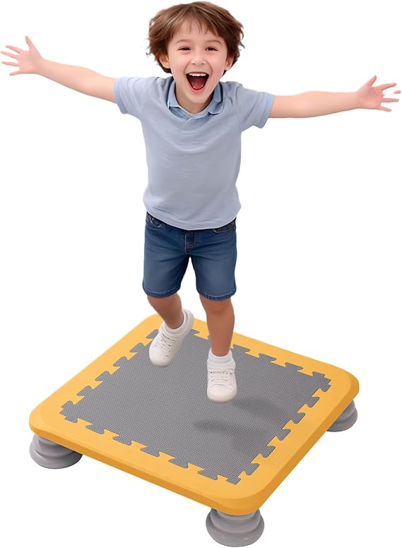 Mini Trampoline for Kids, Indoor Rebounder Non-Slip Base, Sensory Trampoline for Autism Kids, Bounce Board for Sensory Integration Training, Outdoor Recreation, Max Load 220 lbs