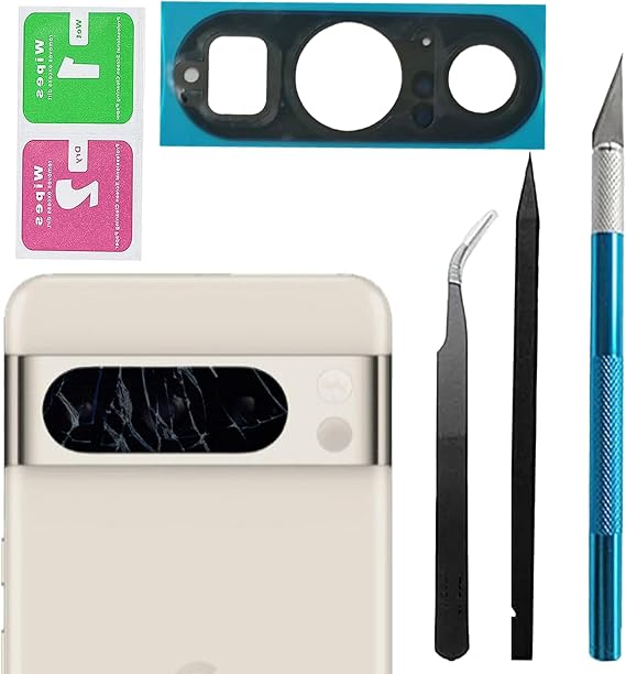 For Pixel 8 Pro Back Rear Camera Lens Glass Replacement for Google Pixel 8 Pro Rear Camera Glass with Pre-Installed Adhesive and Reparing Toolkits