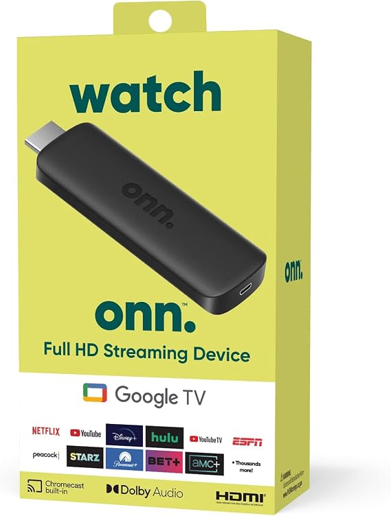 Onn Android TV Full HD Streaming Device (New, 2023)