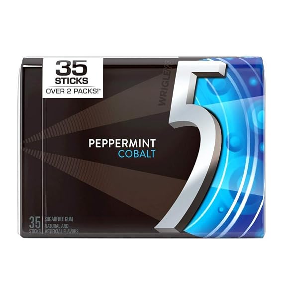 Wrigley's 5 Peppermint Cobalt Sugarfree Gum (Pack of 6)