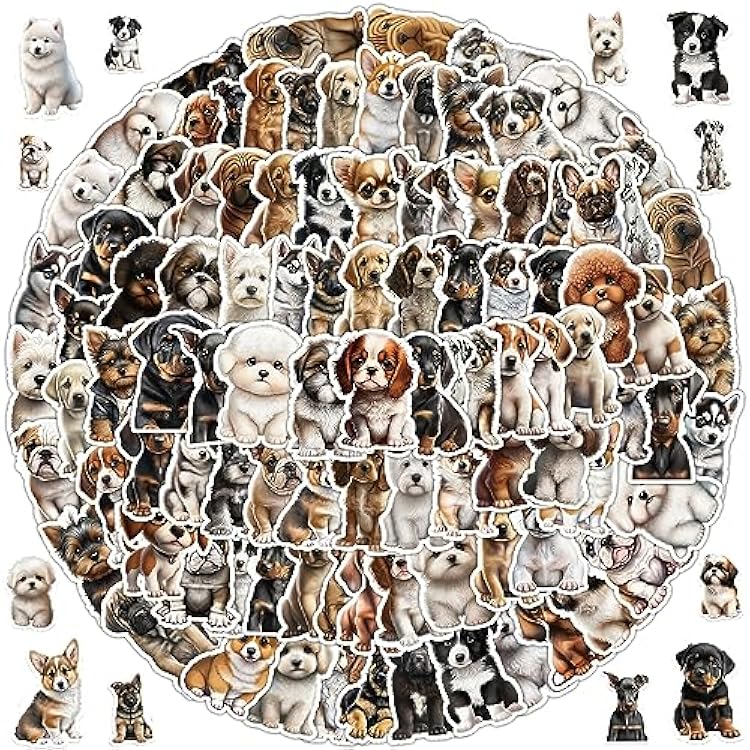 100 Pieces Cute Dog Stickers Puppy Decals Vinyl Waterproof Stickers Decals for Kids Teen Laptops Water Bottle Notebook Luggage Skateboard Phone