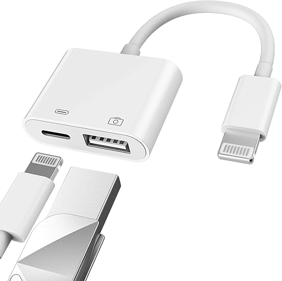 for Apple Certified Lightning Male to USB Female Adapter OTG and Charger Cable for iPhone 11 12 Mini max 7 8plus for Ipad air A Camera Memory Stick Flash Drive Cord Converter Charging Splitter