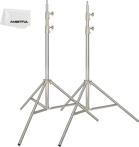 AMBITFUL 200cm 6.5FT Studio Lighting Photo Studio Stainless Steel Light Stand for HTC Vive VR, Video, Portrait, and Product Photography (2PCS)