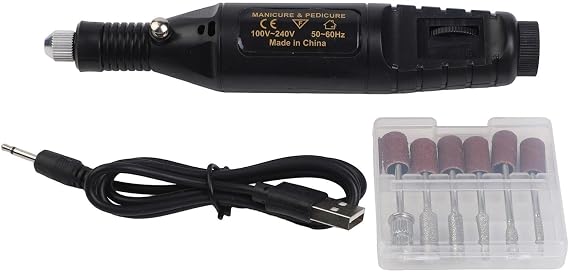Grinding Rotary Tool Kit Polishing Tool Compact Manicure Electric Grinder Tool Kit Set Suitable for AGATE and Wood Carving (Black)