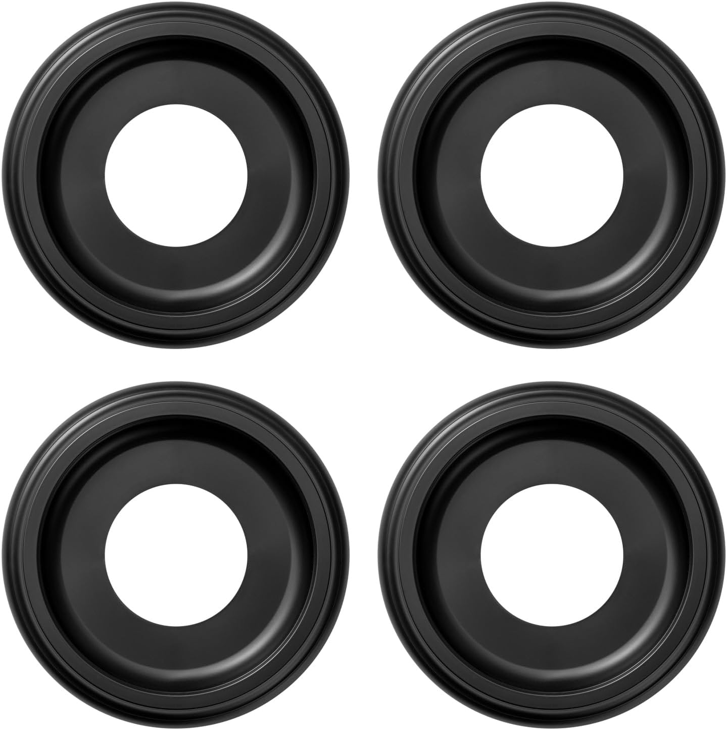4 Pack Black Molded Nylon Ceiling Medallion for Light Fixtures and Ceiling Fans 10OD x 4ID x 1P Fits Canopies up to7-14
