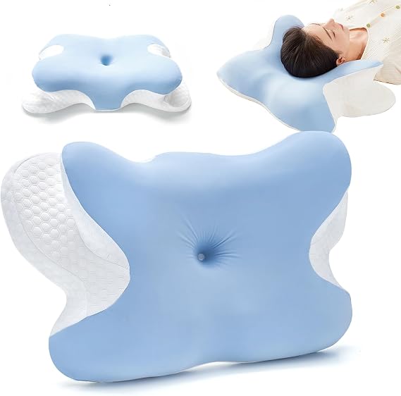 Boyun Desteği için Ultra Fıtık Ağrı Giderici Soğutma Yastığı, Ayarlanabilir Servikal Yastık Rahat Uyku, icin Ergonomik Konforlu Hafızalı Köpük Yastıklar Kırışık giderici (BEYAZ GRİ)