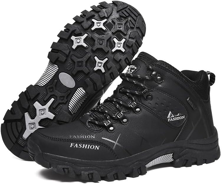 Men's Waterproof Hiking Boots Non-Slip Lightweight Mid Top Ankle Boot Breathable Hiker Trekking Shoes