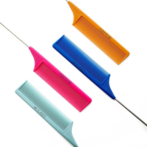 Colortrak Carbon Fiber Combs, 4 Pack, Orange, Teal, Blue, Pink