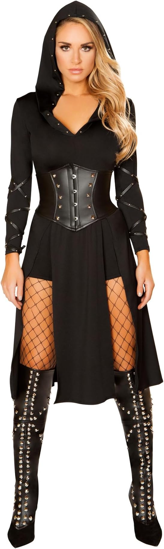 ROMA Queens Assassin Costume Female Black Hooded Dress Womens Halloween Costumes & Sexy Medieval Renaissance Fair Outfits