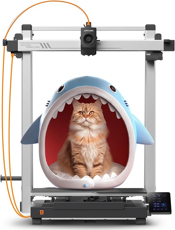 Anycubic 3D Printer Kobra 3 MAX Only, Large Printing Volume | Support Multicolor Needs ACE Pro, 600mm/s High-Speed Precise Auto-Leveling & Anti-Skip Upgrade 420 * 420 * 500mm Print Volume