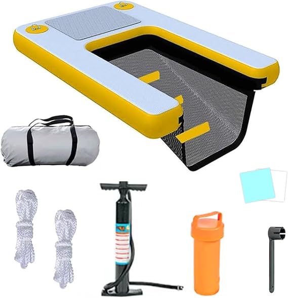SRNSAEB Large Small Dogs Dog Boat Ramp Floating Ladder Up to 200lbs, Dog Escape Ramp for Inground Swimming Pool/Lake/Boat/Beaches, Reusable Dog Boarding Float PVC(Yellow,H 15cm(5 9/10"))