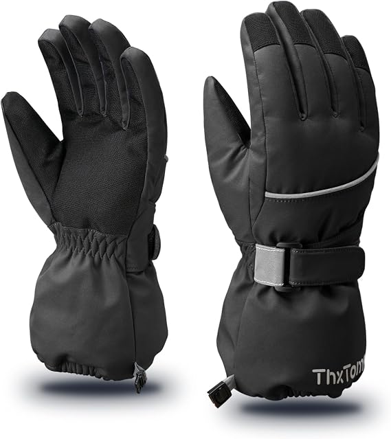 ThxToms Kids Warm Gloves Winter Waterproof Snow Gloves for Outdoor Sports Snowboard, Toddler Bulky Ski Gloves for Boys Girls 3-14 Years Old