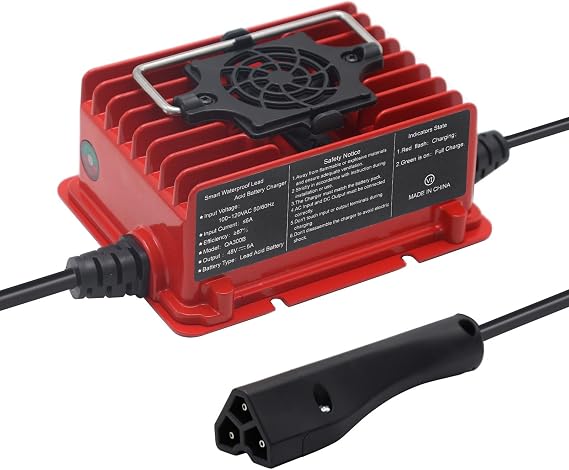 48V 5 AMP Replacement Golf Cart Battery Charger for 48 Volt Ez-Go EZgo RXV/TXT with RXV Plug Triangle Style Plug Connector Waterproof IP65