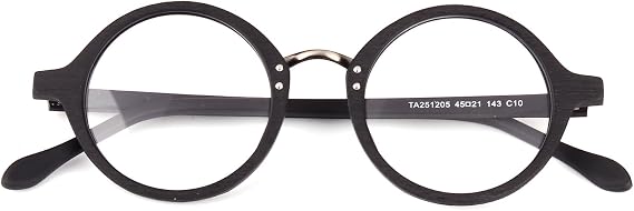 Agstum Retro Round Optical Handmade Glasses Wood Frame Clear Lens