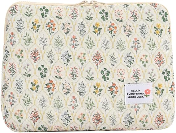 Puffy Quilted Floral Laptop Case - Coquette Aesthetic Shockproof Cover for iPad, Computer, Tablet (11-15 inch)