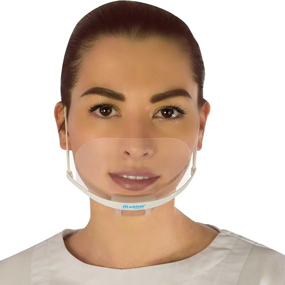 2 Boxes(10 Masks w/Pouches) Clear Transparent Sanitary Mask Anti-Fog Face Mouth Shield Spit Guard Reusable Permanent makeup microblading catering