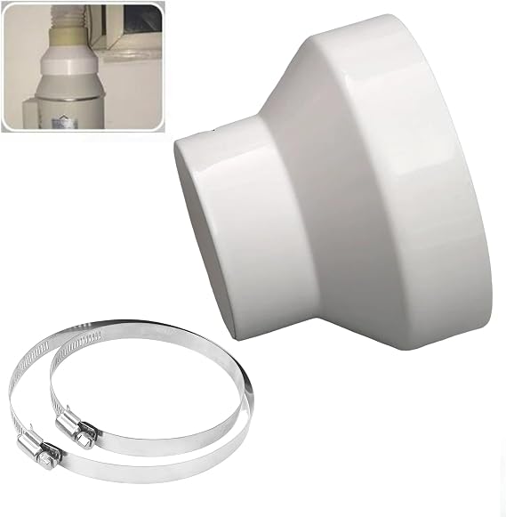 Duct Reducer 6 to 4 inch Air Duct Adapter ABS Fan or Dryer Vent Adapter Havc Pipe Connector for Inline Ventilation System, with 2 Hose Clamps