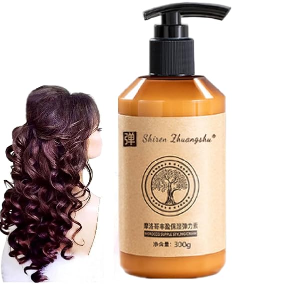 [Original and Genuine] Long-lasting Styling Moroccan Volume Moisturizing Elasticity, Morocco Moisture Styling Elastin Conditioner for Curly Hair, Moroccan Curl Defining Cream(300g)