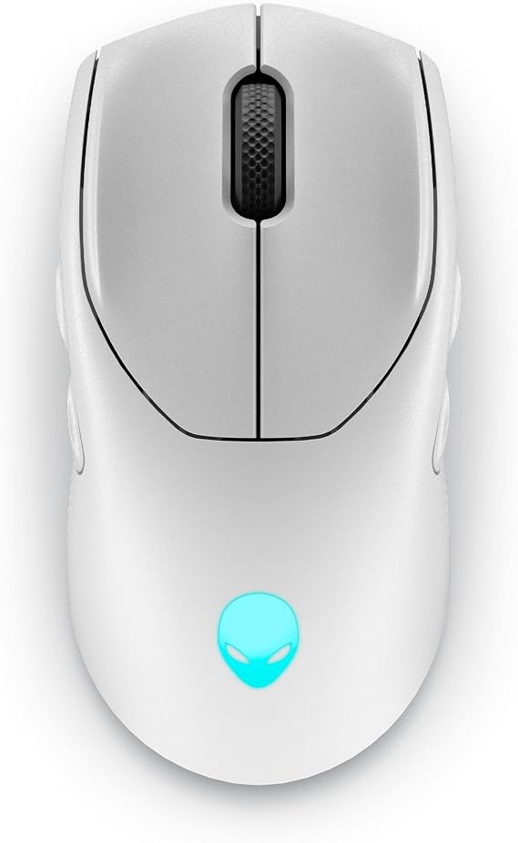 Alienware AW720M Üç Modlu Kablosuz Oyun Faresi - 2.4GHz Kablosuz, Bluetooth 5.1, 26.000 DPI, 8 Tam Programlanabilir Düğmeler, Manyetik Geçmeli Şarj Adaptörü USB-A'dan USB-C'ye Kablo - Ay Işığı