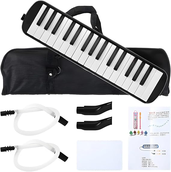 32-Key Portable Melodica, Air Piano Keyboard, Black With Carry Bag, Beginner-Friendly