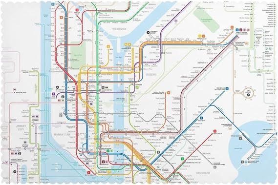 New York City Subway Map Placemats Set of 6-12x18 Inch Heat Resistant Table Mats for Dining Kitchen, Protection Indoor Outdoor
