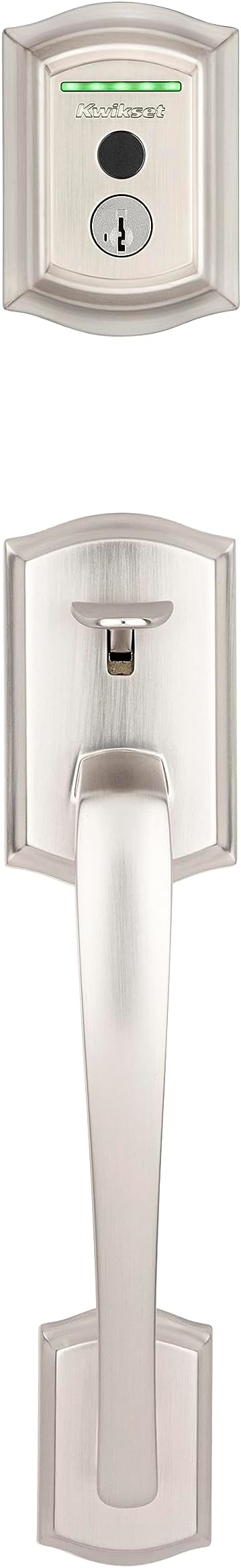 Kwikset Halo Fingerprint Wi-Fi Smart Door Lock with Handleset, Keyless Entry Electronic Traditional Deadbolt, Satin Nickel