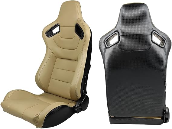 Universal Racing Seats w/Dual Slider, 1 Pair, Beige