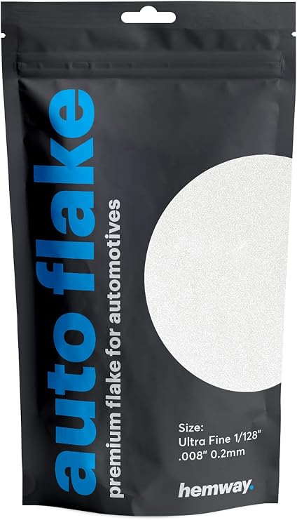 Hemway Auto Flake Glitter Additive 3.5oz Ultrafine White Iridescent