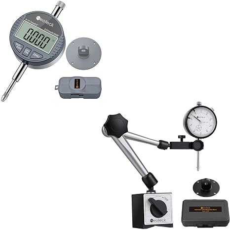 Neoteck 0.5" Digital Indicator + 1" Dial Indicator and Magnetic Base