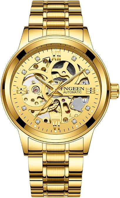 Skeleton Automatic Men Watch Engraved Movement Luminous Hands Mechanical Watches Luxury Stainless Steel Watches Mechanical Watch for Men