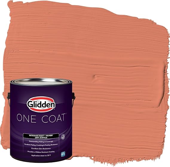Glidden One Coat 1 gal. Summer Sunset/Orange Satin Exterior Paint with Primer