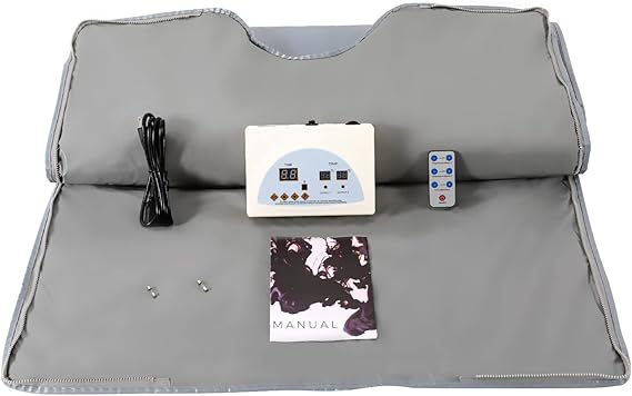 110V Sauna Blanket, Infrared Sauna Blanket Portable Sauna Bag Body Shaper Blanket in Beauty Salons, Spas, Relaxation Rooms 35-80C/ 95-176F 15-60 Minutes with 63 Inches Power Cord 650W