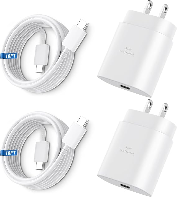 Super Fast Charger Type C, 25W USB C Wall Charger Fast Charging 10FT Cable