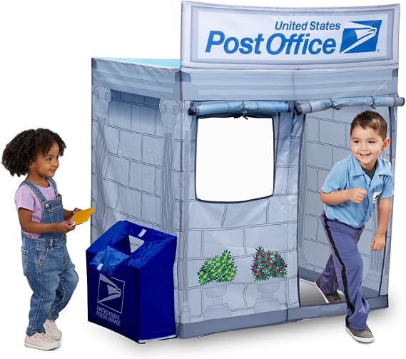 Kid Trax USPS Post Office New York Pretend Pop Up Kids Play Tent - Kids Tent, Outdoor Toys, Kids Tent Indoor, Large Front and Rear Openings, Easy Storage with Carrying Case, Girl and Boys Toys, Age 3+