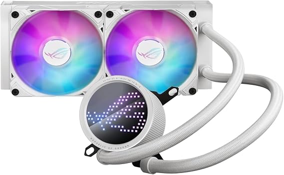 ASUS ROG Ryuo III 240 White Edition All-in-one Liquid CPU Cooler with Asetek 8th gen Pump Solution, Anime Matrix LED Display and ROG ARGB Cooling Fans