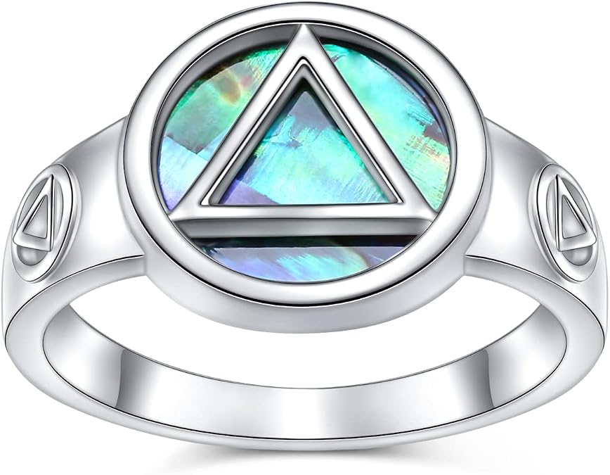 Yearace Alcoholics Anonymous Gifts 925 Sterling Silver AA Symbol Alcoholics Anonymous Jewelry Set Ring/Necklace/Bracelet/Anklet/Earrings for Women Men